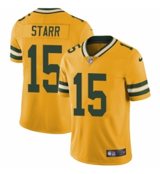 Men's Nike Green Bay Packers #15 Bart Starr Elite Gold Rush Vapor Untouchable NFL Jersey