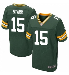 Men's Nike Green Bay Packers #15 Bart Starr Elite Green Team Color NFL Jersey