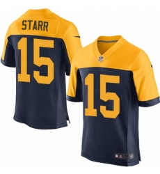 Men's Nike Green Bay Packers #15 Bart Starr Elite Navy Blue Alternate NFL Jersey