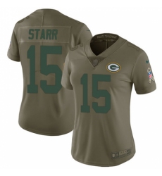 Women's Nike Green Bay Packers #15 Bart Starr Limited Olive 2017 Salute to Service NFL Jersey