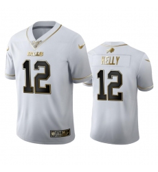 Men's Buffalo Bills #12 Jim Kelly Nike White Golden Edition Vapor Limited NFL 100 Jersey