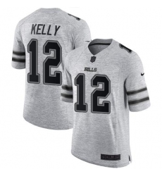 Men's Nike Buffalo Bills #12 Jim Kelly Gray Stitched NFL Limited Gridiron Gray II Jersey