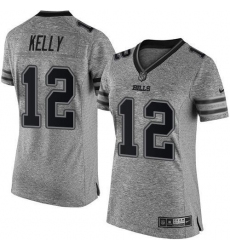 Women's Nike Buffalo Bills #12 Jim Kelly Gray Stitched NFL Limited Gridiron Gray Jersey