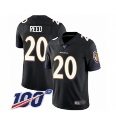 Men's Baltimore Ravens #20 Ed Reed Black Alternate Vapor Untouchable Limited Player 100th Season Football Jersey