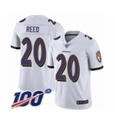 Men's Baltimore Ravens #20 Ed Reed White Vapor Untouchable Limited Player 100th Season Football Jersey