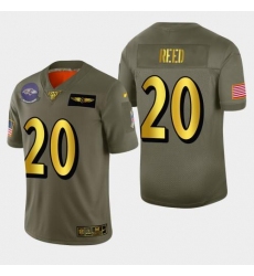 Men's and Youth Baltimore Ravens #20 Ed Reed Men's Nike Olive Gold 2019 Salute to Service Limited NFL 100 Jersey