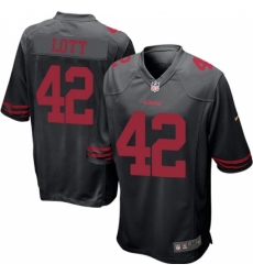 Men's Nike San Francisco 49ers #42 Ronnie Lott Game Black NFL Jersey