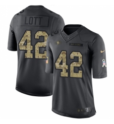 Men's Nike San Francisco 49ers #42 Ronnie Lott Limited Black 2016 Salute to Service NFL Jersey