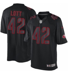 Men's Nike San Francisco 49ers #42 Ronnie Lott Limited Black Impact NFL Jersey