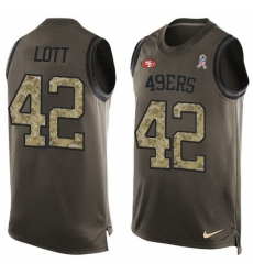 Men's Nike San Francisco 49ers #42 Ronnie Lott Limited Green Salute to Service Tank Top NFL Jersey