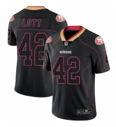 Men's Nike San Francisco 49ers #42 Ronnie Lott Limited Lights Out Black Rush NFL Jersey