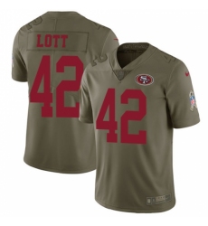 Men's Nike San Francisco 49ers #42 Ronnie Lott Limited Olive 2017 Salute to Service NFL Jersey