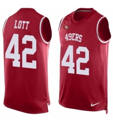 Men's Nike San Francisco 49ers #42 Ronnie Lott Limited Red Player Name & Number Tank Top NFL Jersey