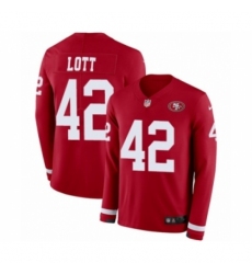 Men's Nike San Francisco 49ers #42 Ronnie Lott Limited Red Therma Long Sleeve NFL Jersey