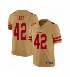 Men's San Francisco 49ers #42 Ronnie Lott Limited Gold Inverted Legend Football Jersey