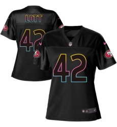 Women's Nike San Francisco 49ers #42 Ronnie Lott Game Black Fashion NFL Jersey