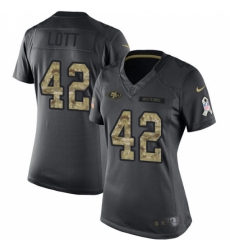 Women's Nike San Francisco 49ers #42 Ronnie Lott Limited Black 2016 Salute to Service NFL Jersey