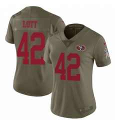 Women's Nike San Francisco 49ers #42 Ronnie Lott Limited Olive 2017 Salute to Service NFL Jersey