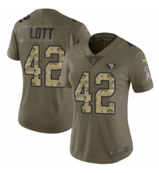 Women's Nike San Francisco 49ers #42 Ronnie Lott Limited Olive/Camo 2017 Salute to Service NFL Jersey