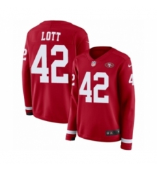 Women's Nike San Francisco 49ers #42 Ronnie Lott Limited Red Therma Long Sleeve NFL Jersey