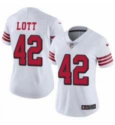 Women's Nike San Francisco 49ers #42 Ronnie Lott Limited White Rush Vapor Untouchable NFL Jersey