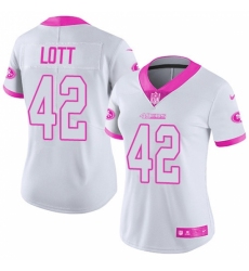 Women's Nike San Francisco 49ers #42 Ronnie Lott Limited White/Pink Rush Fashion NFL Jersey