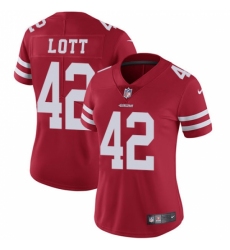 Women's Nike San Francisco 49ers #42 Ronnie Lott Red Team Color Vapor Untouchable Limited Player NFL Jersey