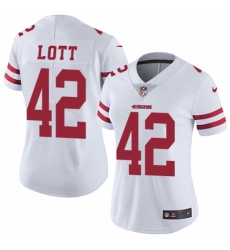 Women's Nike San Francisco 49ers #42 Ronnie Lott White Vapor Untouchable Limited Player NFL Jersey