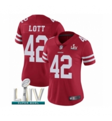 Women's San Francisco 49ers #42 Ronnie Lott Red Team Color Vapor Untouchable Limited Player Super Bowl LIV Bound Football Jersey