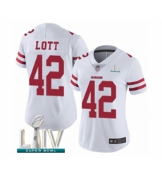 Women's San Francisco 49ers #42 Ronnie Lott White Vapor Untouchable Limited Player Super Bowl LIV Bound Football Jersey