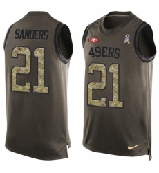 Men's Nike San Francisco 49ers #21 Deion Sanders Limited Green Salute to Service Tank Top NFL Jersey