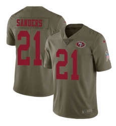 Men's Nike San Francisco 49ers #21 Deion Sanders Limited Olive 2017 Salute to Service NFL Jersey