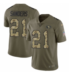 Men's Nike San Francisco 49ers #21 Deion Sanders Limited Olive/Camo 2017 Salute to Service NFL Jersey