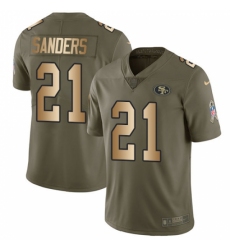 Men's Nike San Francisco 49ers #21 Deion Sanders Limited Olive/Gold 2017 Salute to Service NFL Jersey