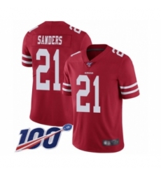 Men's San Francisco 49ers #21 Deion Sanders Red Team Color Vapor Untouchable Limited Player 100th Season Football Jersey