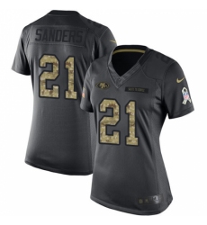 Women's Nike San Francisco 49ers #21 Deion Sanders Limited Black 2016 Salute to Service NFL Jersey