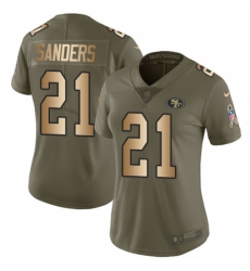 Women's Nike San Francisco 49ers #21 Deion Sanders Limited Olive/Gold 2017 Salute to Service NFL Jersey