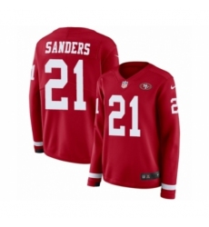 Women's Nike San Francisco 49ers #21 Deion Sanders Limited Red Therma Long Sleeve NFL Jersey