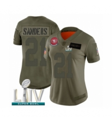 Women's San Francisco 49ers #21 Deion Sanders Limited Olive 2019 Salute to Service Super Bowl LIV Bound Football Jersey