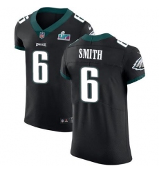 Men's Nike Philadelphia Eagles #6 DeVonta Smith Black Super Bowl LVII Patch Alternate Stitched NFL Vapor Untouchable Elite Jersey