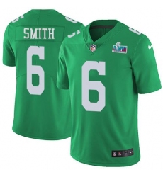 Men's Nike Philadelphia Eagles #6 DeVonta Smith Green Super Bowl LVII Patch Stitched NFL Limited Rush Jersey