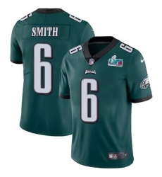 Men's Nike Philadelphia Eagles #6 DeVonta Smith Green Team Color Super Bowl LVII Patch Stitched NFL Vapor Untouchable Limited Jersey