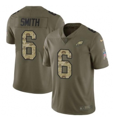 Men's Nike Philadelphia Eagles #6 DeVonta Smith Olive Camo Stitched NFL Limited 2017 Salute To Service Jersey