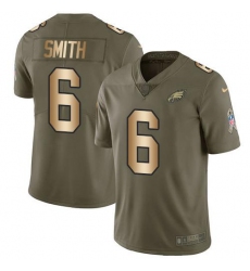 Men's Nike Philadelphia Eagles #6 DeVonta Smith Olive Gold Stitched NFL Limited 2017 Salute To Service Jersey