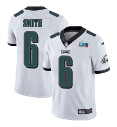 Men's Nike Philadelphia Eagles #6 DeVonta Smith White Super Bowl LVII Patch Stitched NFL Vapor Untouchable Limited Jersey