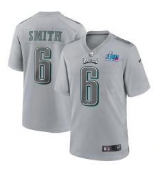 Men's Philadelphia Eagles #6 DeVonta Smith Nike Super Bowl LVII Patch Atmosphere Fashion Game Jersey - Gray