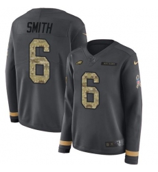 Women's Nike Philadelphia Eagles #6 DeVonta Smith Anthracite Salute To Service Stitched NFL Limited Therma Long Sleeve Jersey