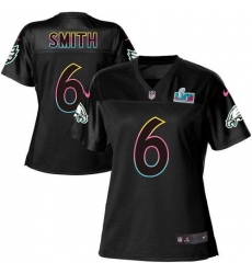 Women's Nike Philadelphia Eagles #6 DeVonta Smith Black Super Bowl LVII Patch NFL Fashion Game Jersey