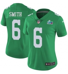 Women's Nike Philadelphia Eagles #6 DeVonta Smith Green Super Bowl LVII Patch Stitched NFL Limited Rush Jersey