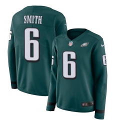 Women's Nike Philadelphia Eagles #6 DeVonta Smith Green Team Color Stitched NFL Limited Therma Long Sleeve Jersey